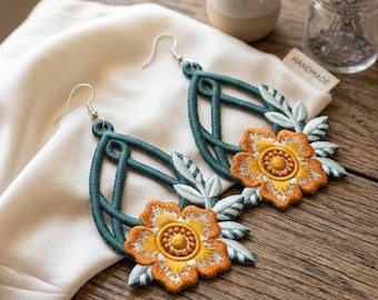 Floral Lace Earrings Embroidery Design, FSL Earrings Digital Download, Freestanding Lace Jewelry Machine Embroidery File