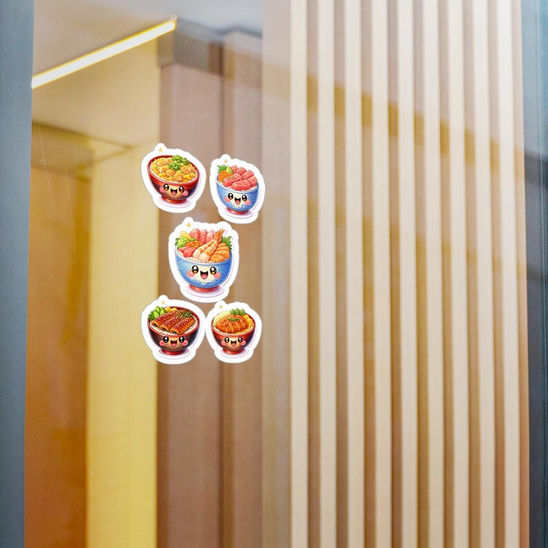 Kawaii Rice Bowl Stickers Pack | Kiss-cut Vinyl Decal Set | Kawaii Food ...