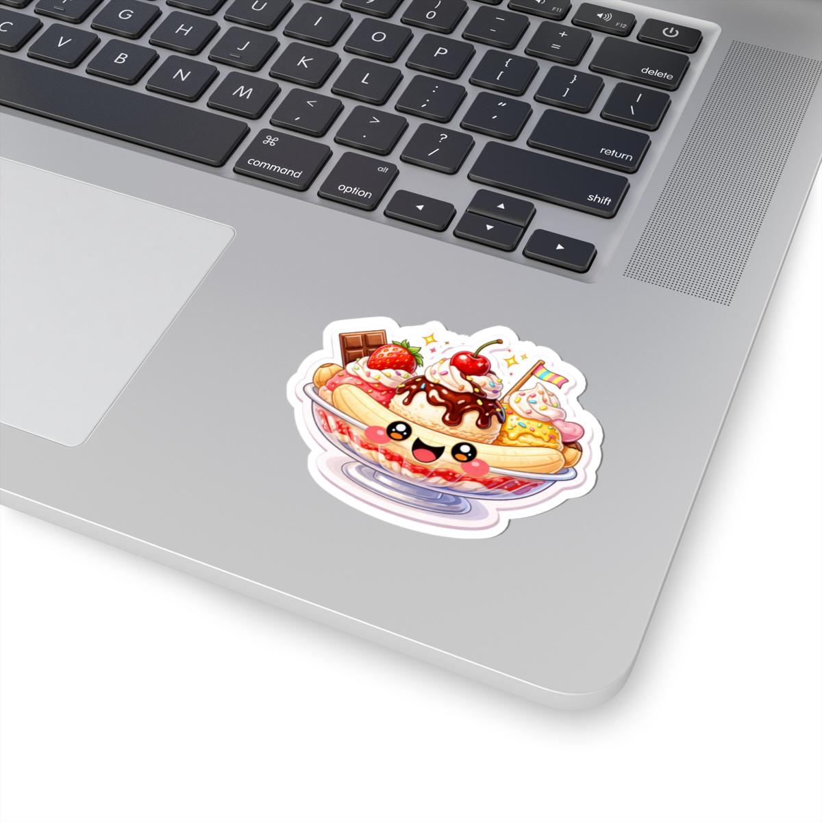 Kawaii Banana Split Sticker | Cute Ice Cream Sundae Dessert Sticker ...