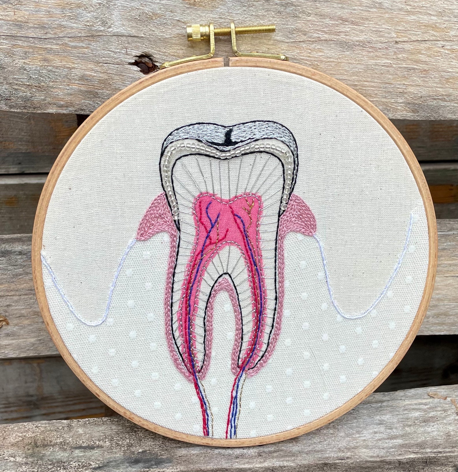PEARLY TOOTH Modern Embroidery Pattern, Pre-printed on Fabric, Tutorial ...