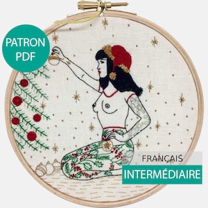 Patron et Tutoriel de Broderie Moderne, fichier PDF (en Français) à télécharger. La Fille d&#39;Hiver - Broderie Main niveau intermédiaire