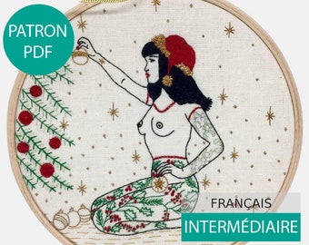 Patron et Tutoriel de Broderie Moderne, fichier PDF (en Français) à télécharger. La Fille d'Hiver - Broderie Main niveau intermédiaire