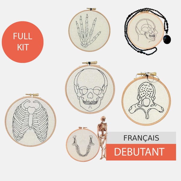 Kit de Broderie Moderne, DIY kit, Broderie Main - Tutoriel en Français.  Anatomie. Débutant