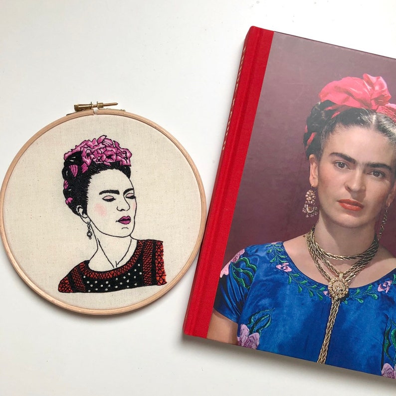 Pre-printed on Fabric with tutorial Frida Advanced level you are magic Hand embroidery Modern Embroidery Pattern English or French