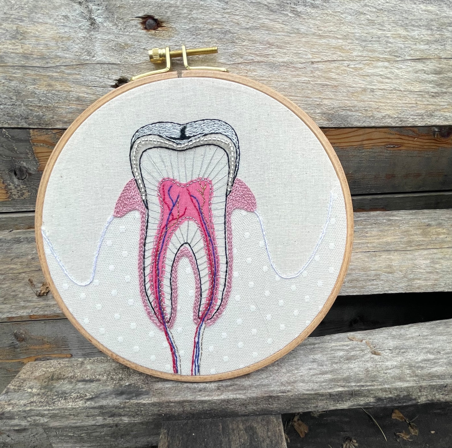 PEARLY TOOTH Modern Embroidery Pattern, Pre-printed on Fabric, Tutorial ...