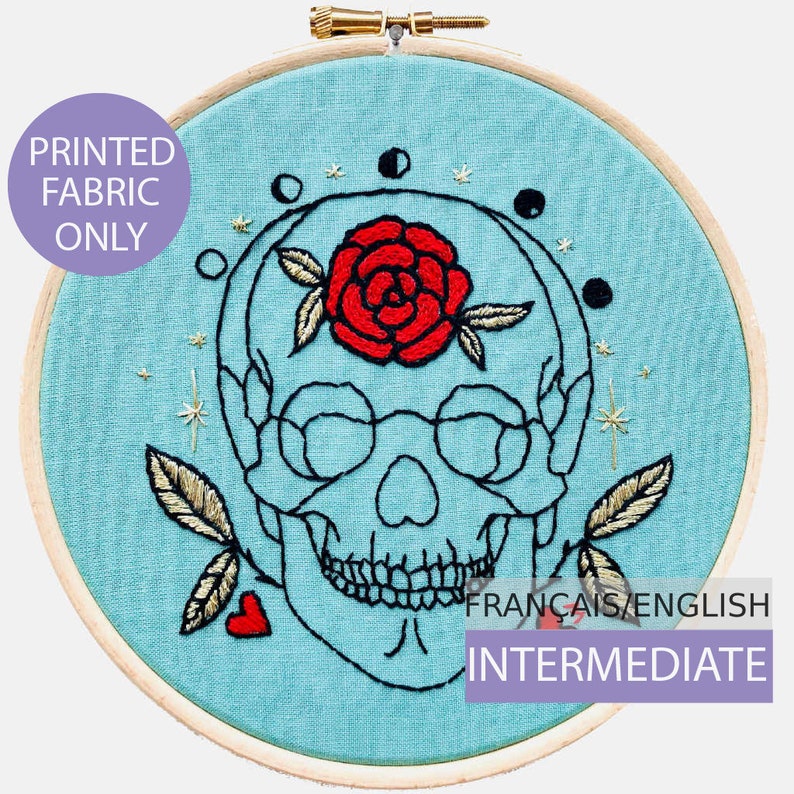 Pre-printed on Fabric with tutorial Frida Advanced level you are magic Hand embroidery Modern Embroidery Pattern English or French