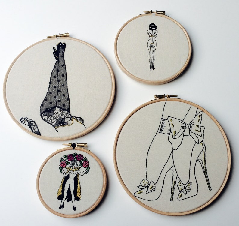 suitable for beginner The Black and Gold Bow Stilettos Bizarre Pin-Up Modern EMBROIDERY KIT