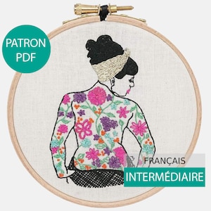 Patron et Tutoriel de Broderie Moderne, fichier PDF (en Français) à télécharger. La Fille de Printemps - Broderie Main niveau intermédiaire