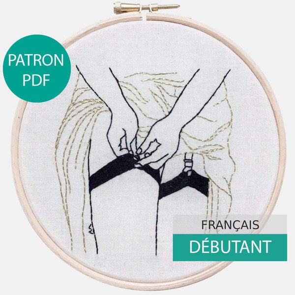 Patron et Tutoriel de Broderie Moderne, fichier PDF (en Français) à télécharger. Alice, les Dessous Chics - Broderie Main niveau débutant