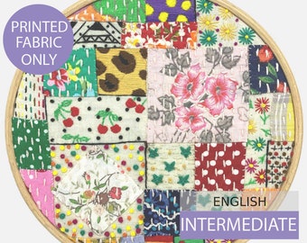 Modern Embroidery Pattern, Pre-printed on fabric with English Tutorial. Intermediate level. Like an Antique English Country House Quilt.