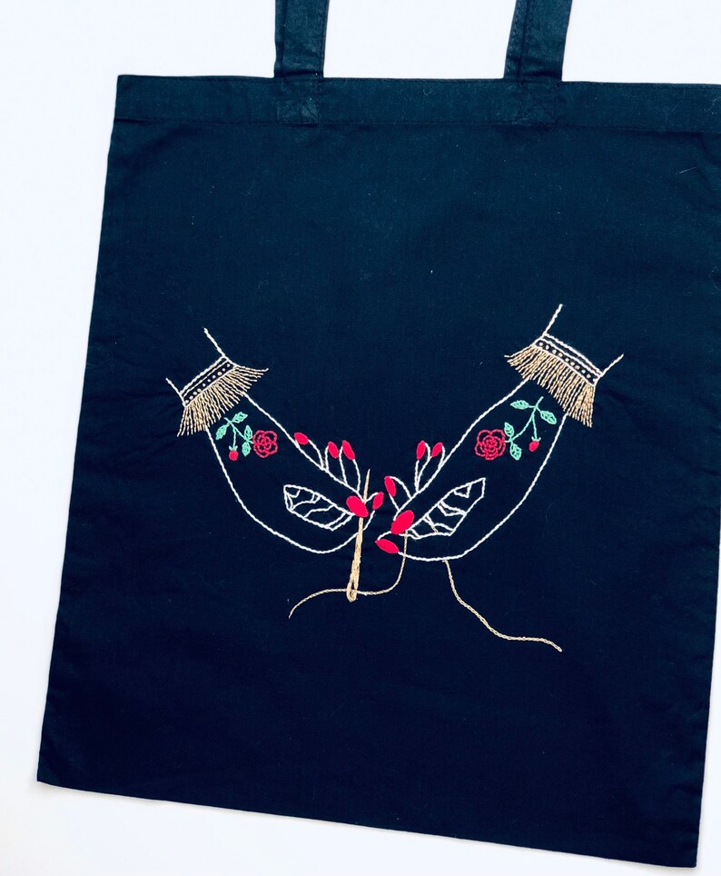 Gift Box Modern Embroidery Kit DIY Embroidered TOTE BAG Etsy