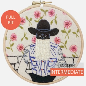 Modern Embroidery Kit, DIY kit, Hand embroidery pattern - Tutorial in English. Orville Peck. Intermediate level