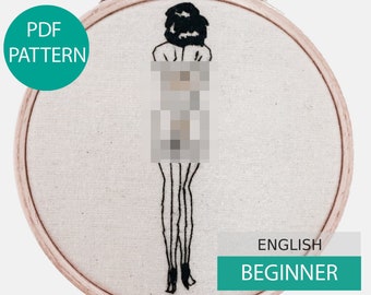 Modern Embroidery Pattern & Tutorial (PDF file, English), instant download. Hold me Tight. Hand embroidery, Mature Content, Beginner level