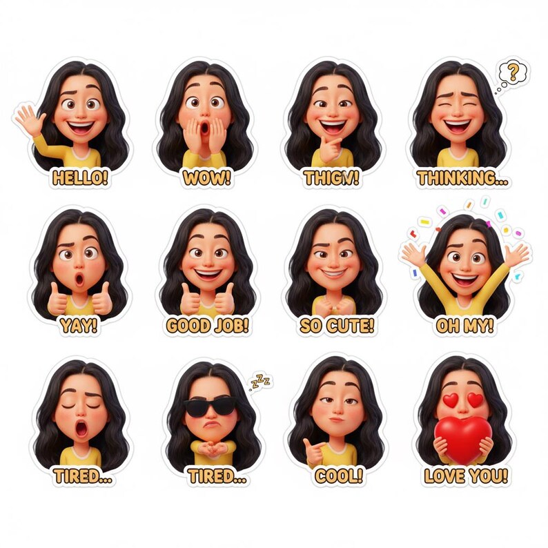3D Pixar Style Emoji Sticker Prompts | Avatar, Expressions (digital ...