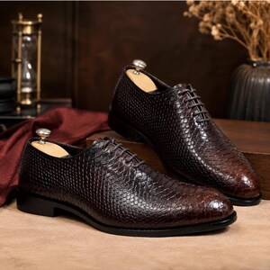 Chaussures Oxford en cuir de python faites main pour hommes | Oxfords de luxe | Chaussures habillées pour mariage