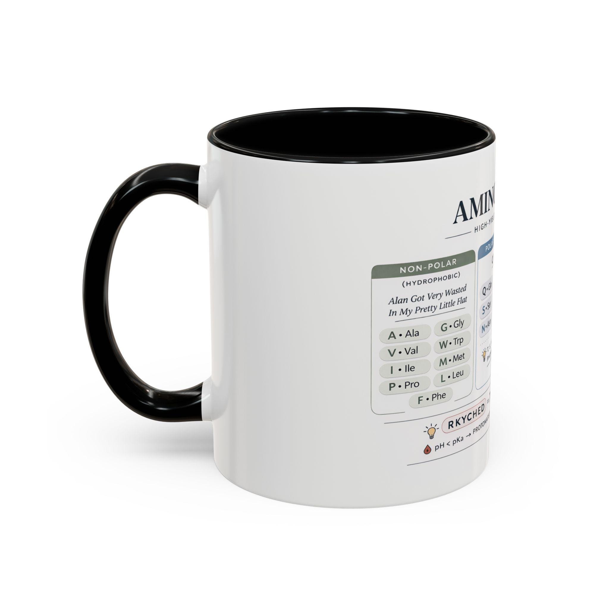 Amino Acids Cheat Sheet Mug | Biochemistry Study Aid, MCAT Prep (11oz ...