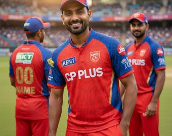 Punjab Kings Cricket Jersey, Personalized Name Number Sports Shirt, Indian Premier League Kit