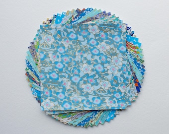20 Sheets Blue & Gold Themed Colours Yuzen Washi Origami Paper Mixed Patterns 14x14cm