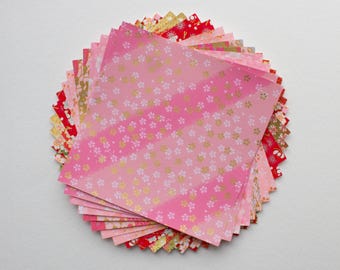 20 Sheets Pink & Red Themed Colours Yuzen Washi Origami Paper Mixed Pack 14x14cm