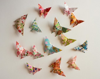 Handgemaakte yuzen-washi-papier origami vlinders, pak van 10