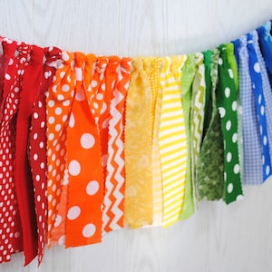 Patterned Rainbow Fabric Bunting, Rainbow Fabric Garland, Rainbow Garland, Rainbow Bunting, Rainbow Party, Rainbow Decor, Rainbow Banner