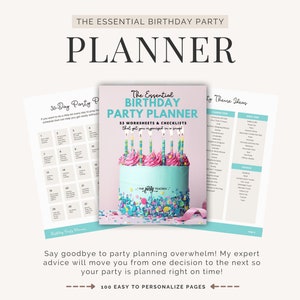 Birthday Party Planner PDF INSTANT DOWNLOAD / party planning worksheets checklists schedule organizer / printable event planner