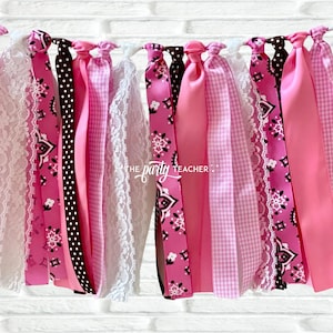 Pink Cowgirl Ribbon Bunting, Cowgirl Garland, Cowgirl Bunting, Pony Party, Pink Cowgirl Party, Cowgirl Banner, Cowgirl Photo Booth Prop