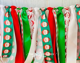 Santa Ribbon Bunting, Santa Bunting, Santa Garland, Santa Banner, Christmas Party, Santa Photo Booth, Santa Decor, Christmas Birthday