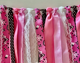 Pink Cowgirl Ribbon Bunting, Cowgirl Garland, Cowgirl Bunting, Pony Party, Pink Cowgirl Party, Cowgirl Banner, Cowgirl Photo Booth Prop