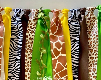 Jungle Safari Ribbon Bunting, Jungle Garland, Jungle Bunting, Jungle Banner, Jungle Party, Safari Bunting, Safari Garland, Safari Party