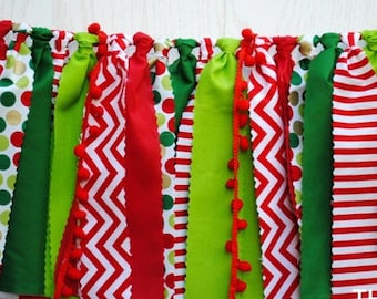 Christmas Fabric Bunting: Red, Green, and Gold Party Garland, Birthday Decor, Photo Prop