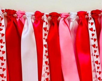 Valentine's Ribbon Bunting, Valentine's Bunting Banner Garland, Valentine's Party Decor, Valentine's Photo Prop