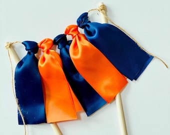 Navy & Orange Ribbon Cake Topper: Graduation Party Decor