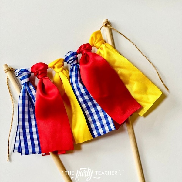 Dorothy Cake Topper, Blue Gingham Cake Topper, Blue Yellow Red Cake Topper, Dorothy Garland, Dorothy Bunting, Dorothy Banner