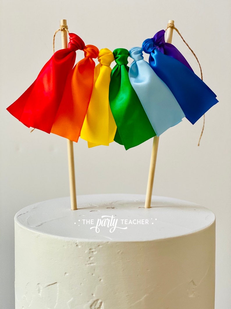 Rainbow Ribbon Cake Topper: Satin Bunting Garland, Art, Pride - Etsy