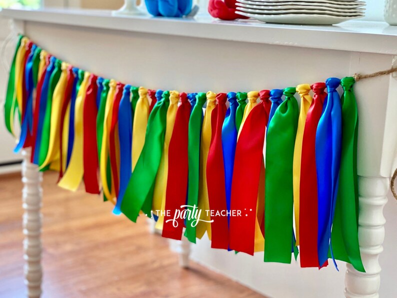 Primary Colors Ribbon Bunting Primary Colors Garland Primary Etsy
