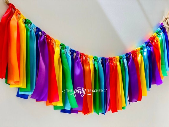 Wizard of Oz Party Bunting, Wizard of Oz Garland, Rainbow Ribbon Garland, Rainbow Bunting, Rainbow Banner, Rainbow Party Backdrop Il_570xn
