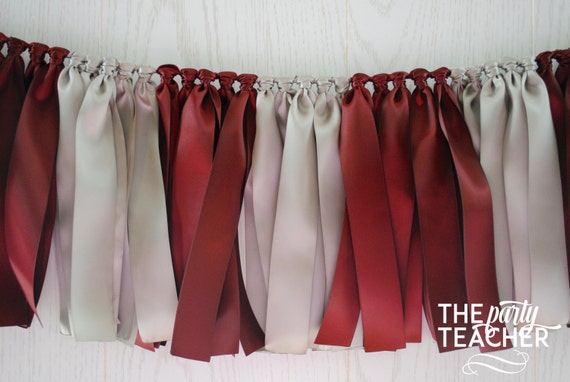 Graduation Party, Graduation Bunting, Burgundy Silver Bunting, Team Bunting, Football Bunting, Ribbon Bunting Il_570xn