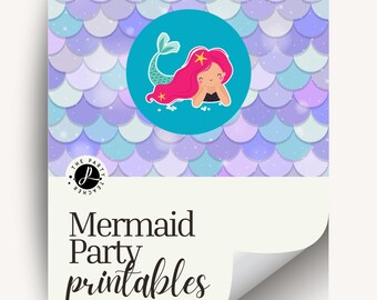 Mermaid Birthday Party Printables INSTANT DOWNLOAD