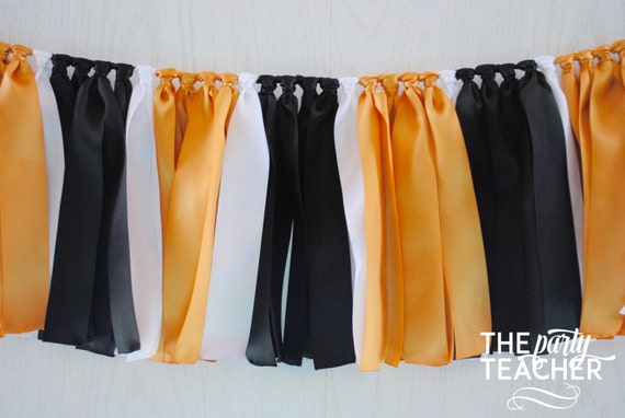 Graduation Party, Graduation Bunting, Gold Black Bunting, Team Bunting, Football Bunting, Ribbon Bunting, Graduation Decor Il_570xn
