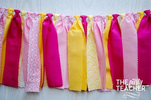 Pink Lemonade Fabric Bunting, Pink Lemonade Fabric Garland, Pink Lemonade Bunting, Pink Lemonade Banner, Lemonade Stand, Lemonade Party Il_570xn