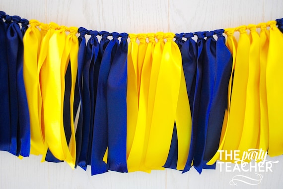 Navy Yellow Bunting, Graduation Party, Graduation Bunting, Graduation Garland, Team Bunting, Football Bunting, Ribbon Bunting, Party Decor Il_570xn
