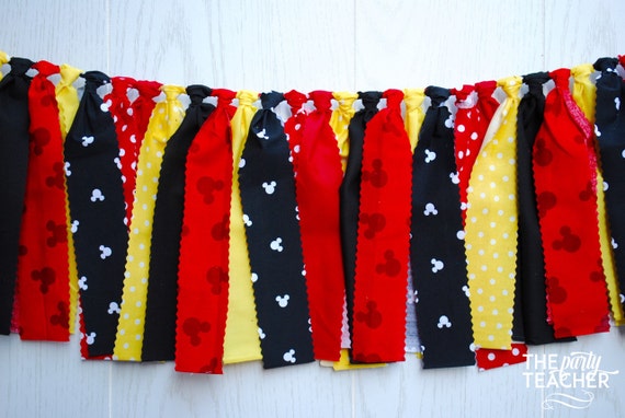 Mickey Mouse Fabric Bunting, Mickey Mouse Bunting, Mickey Mouse Fabric Garland, Micky Mouse Garland, Mickey Banner, Mickey Mouse Party Il_570xn