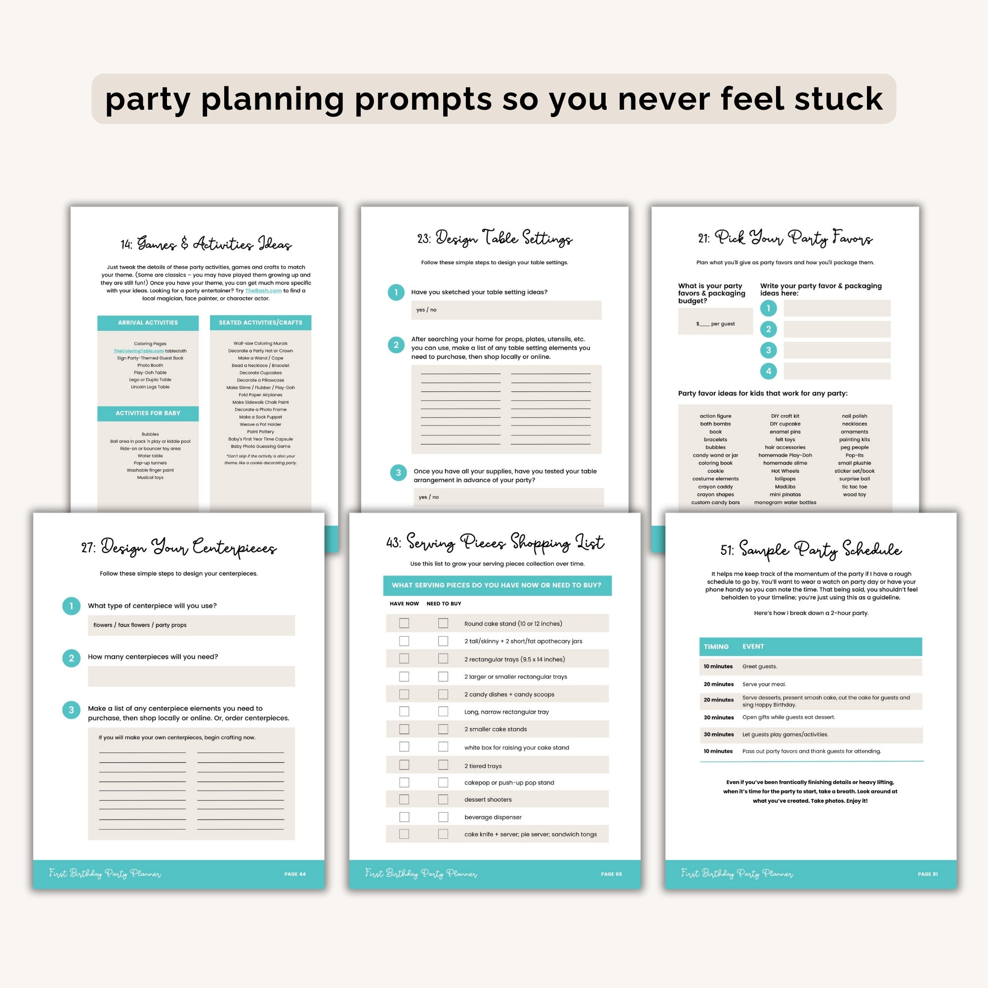 First Birthday Party Planner: 55 Worksheets & Checklists (instant ...