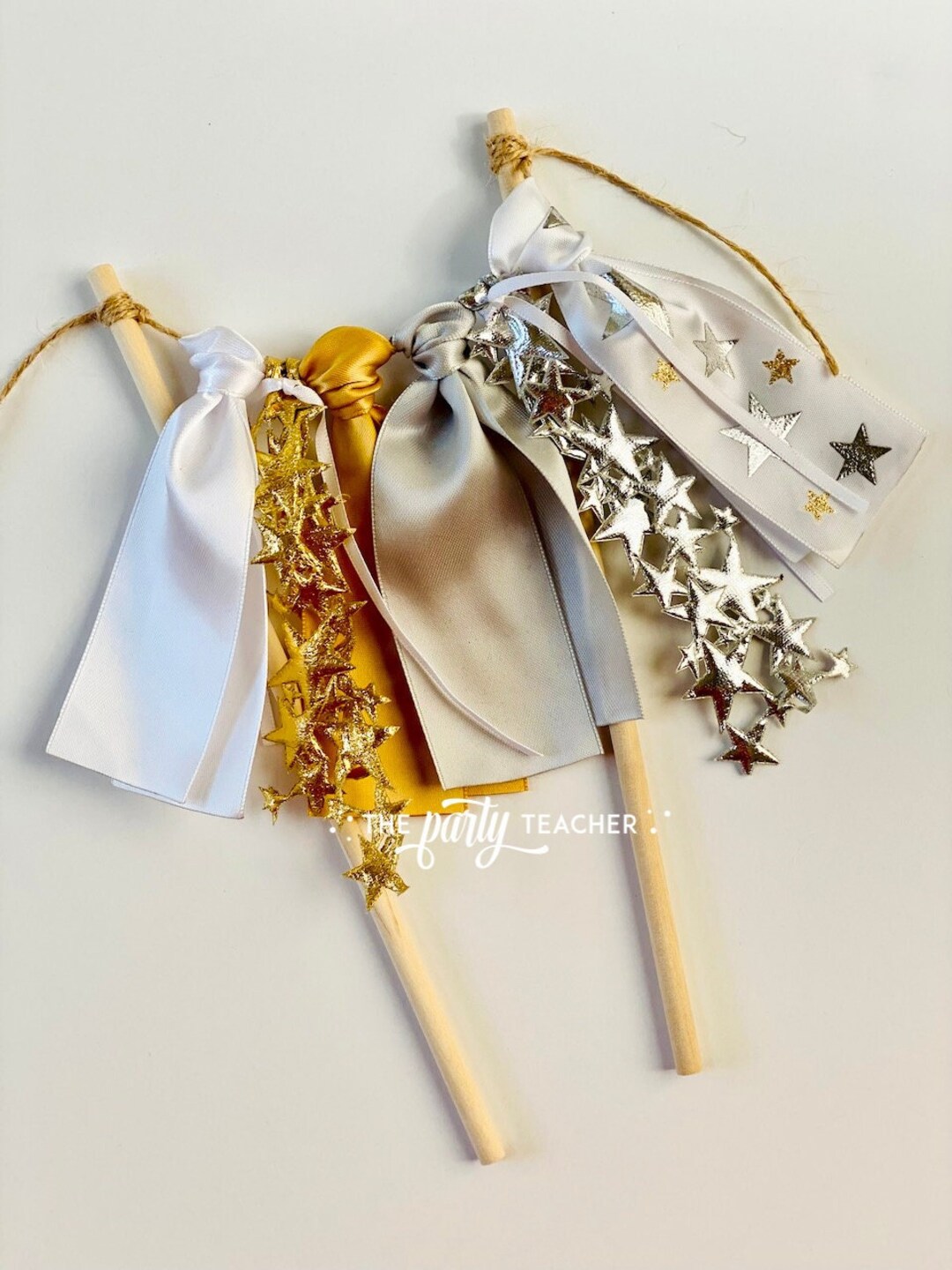 Stars Cake Topper: Gold & Silver Ribbon, Twinkle Party Decor - Etsy