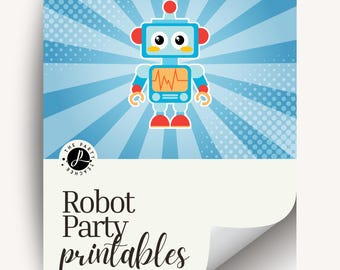 Robot Birthday Party Printables INSTANT DOWNLOAD