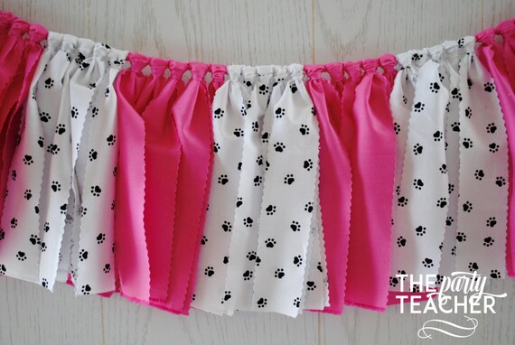 Pink Puppy Fabric Bunting, Pink Puppy Fabric Garland, Puppy Garland, Puppy Bunting, Puppy Party, Puppy Party Decor, Puppy Backdrop Il_570xn