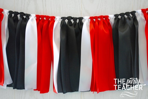 Red Black Bunting, Georgia Bunting, UGA Bunting, Graduation Bunting, Graduation Party, Team Bunting, Football Bunting, Ribbon Backdrop Il_570xn