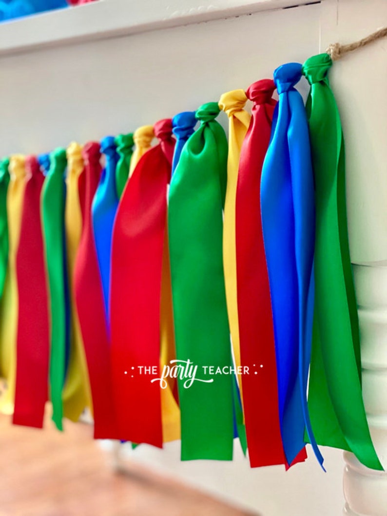 Primary Colors Ribbon Bunting Primary Colors Garland Primary Etsy
