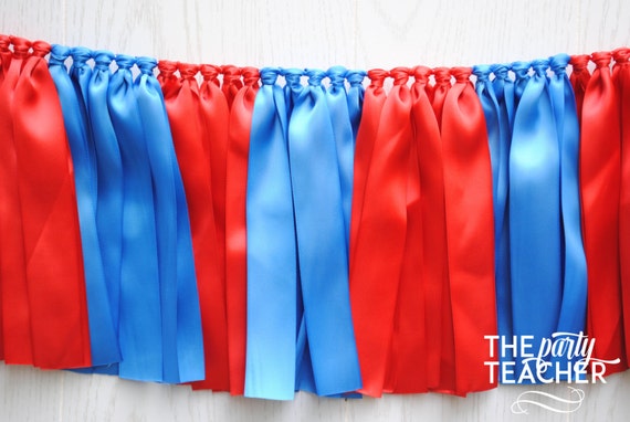 Red Blue Bunting, Red Blue Garland, Ribbon Bunting, Graduation Party Bunting, Team Bunting, Football Bunting, Cheer Party, School Bunting Il_570xn